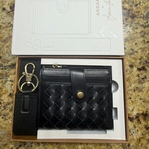ANDAF Black Woven Key & Card Holder